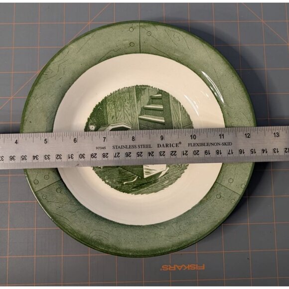 Colonial Homestead By Royal Rim Soup Bowl Green White 8 3/8 in. - Picture 3 of 7